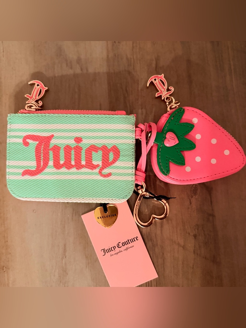 Juicy Couture Mini Fields Cardcase /Strawberry Charm/Coin/Earphones Holder